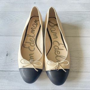 Sam Edelman Sara Cap-Toe Ballerina Flats Nude/Black Size 8 EUC